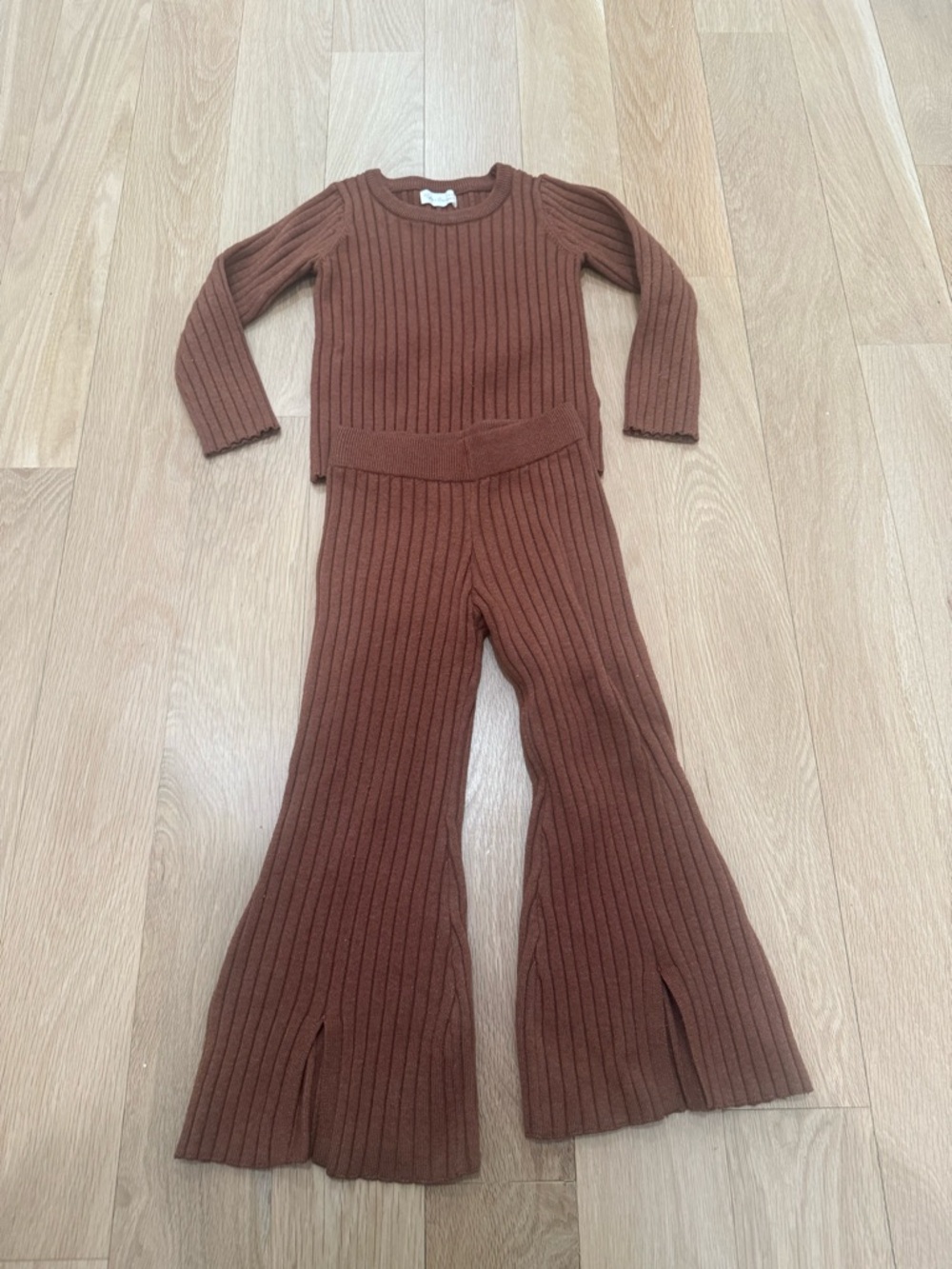 Rylee + Cru brown ribbed Knit Two-Piece Set 4-5y
